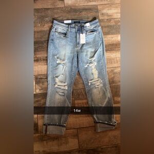 Judy Blue Light Blue Distressed Boyfriend Jeans